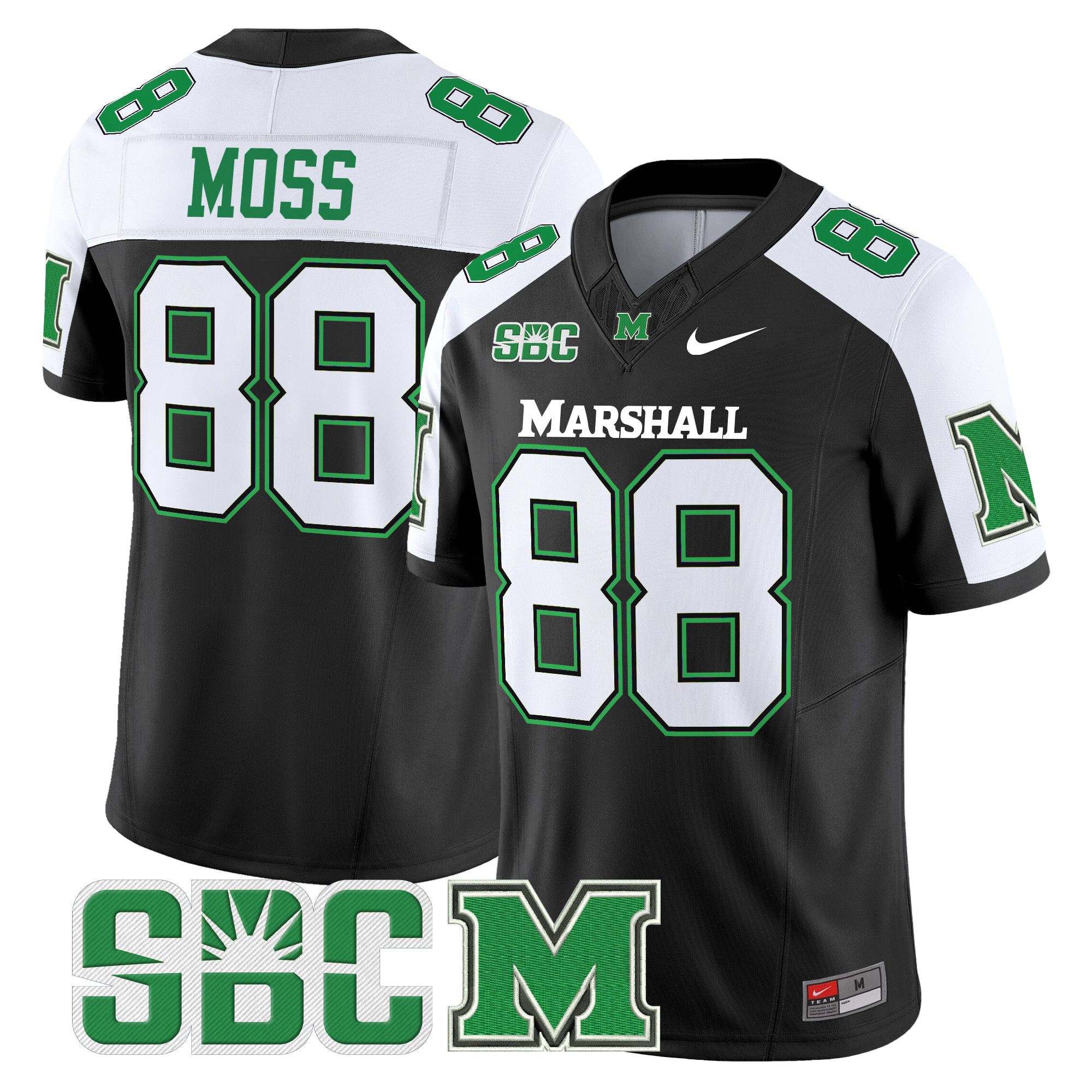 Men Marshall Thundering Herd #88 Moss Black Nike 2024 Vapor Limited NCAA Jersey->more ncaa teams->NCAA Jersey
